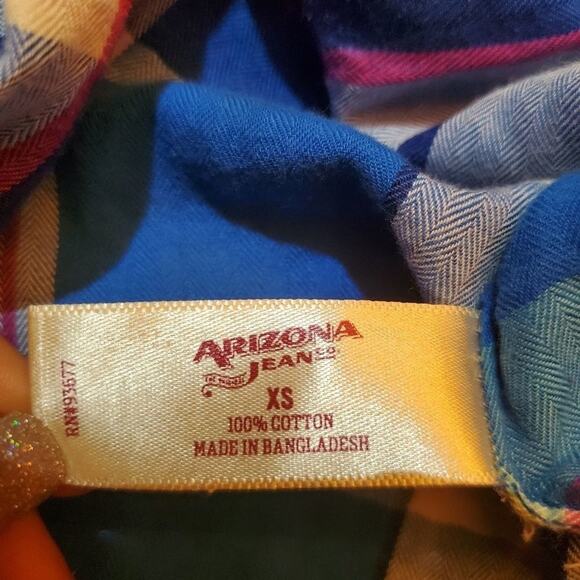 Arizona Jean Co extra small plaid partial button down shirt - Picture 9 of 10